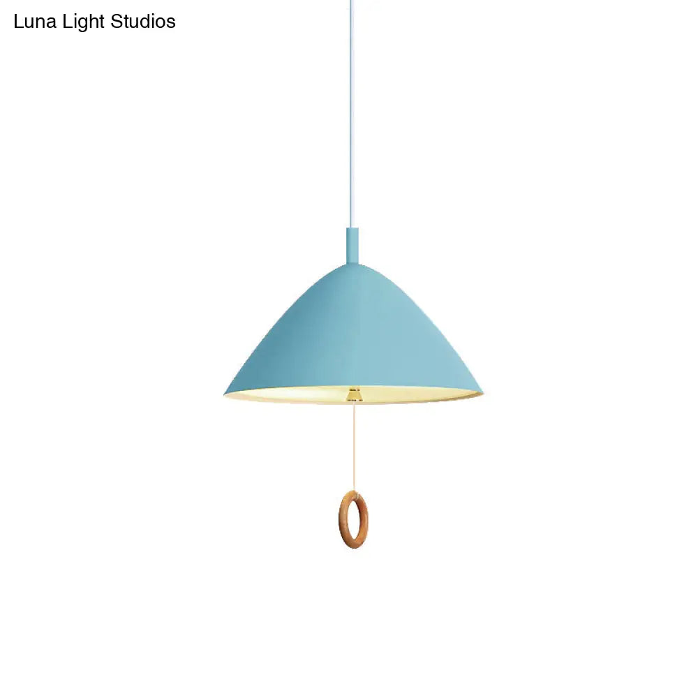 Conical Pendant Lamp: Minimalistic Metal And Macaron Design For Living Room