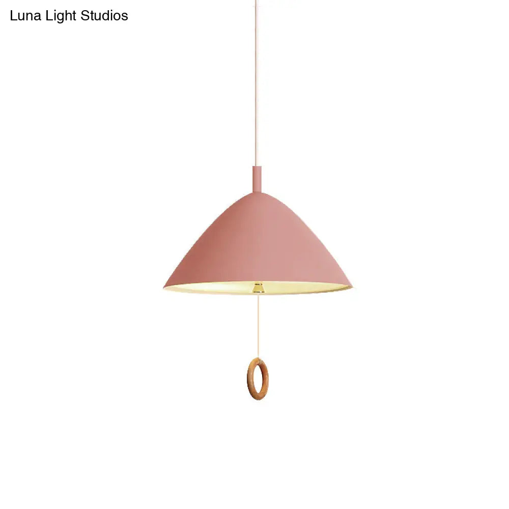 Conical Pendant Lamp: Minimalistic Metal And Macaron Design For Living Room