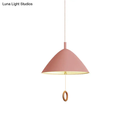 Conical Pendant Lamp: Minimalistic Metal And Macaron Design For Living Room