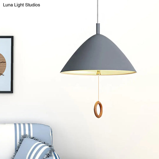 Conical Pendant Lamp: Minimalistic Metal And Macaron Design For Living Room