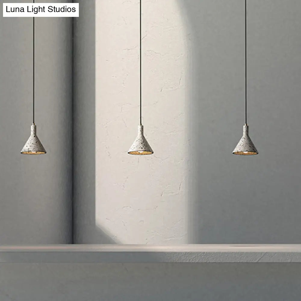 Conical Terrazzo Pendant Light - Nordic Hanging Lamp Kit With Black/White Design Ideal For Table