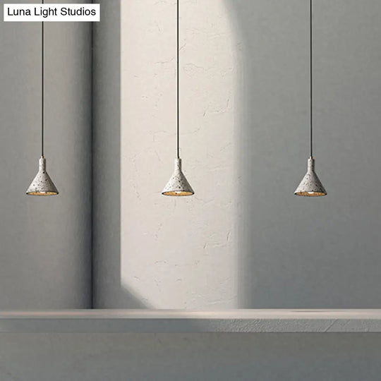 Conical Terrazzo Pendant Light - Nordic Hanging Lamp Kit With Black/White Design Ideal For Table