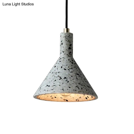 Terrazzo Pendant Light Fixture: Black/White Conical Nordic Design - Hanging Lamp Kit For Tables