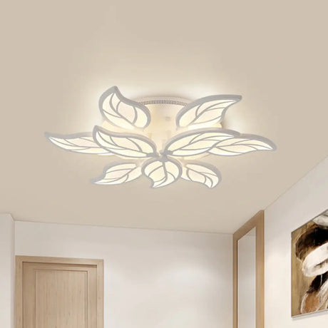 Contemporary 1/2-Tier Acrylic Flush Ceiling Lamp With Leaf Design And Warm/White Led Light