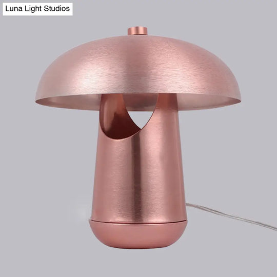 Contemporary 1-Head Metallic Nightstand Lamp In Bronze/Rose Gold - Table Lighting For Dining