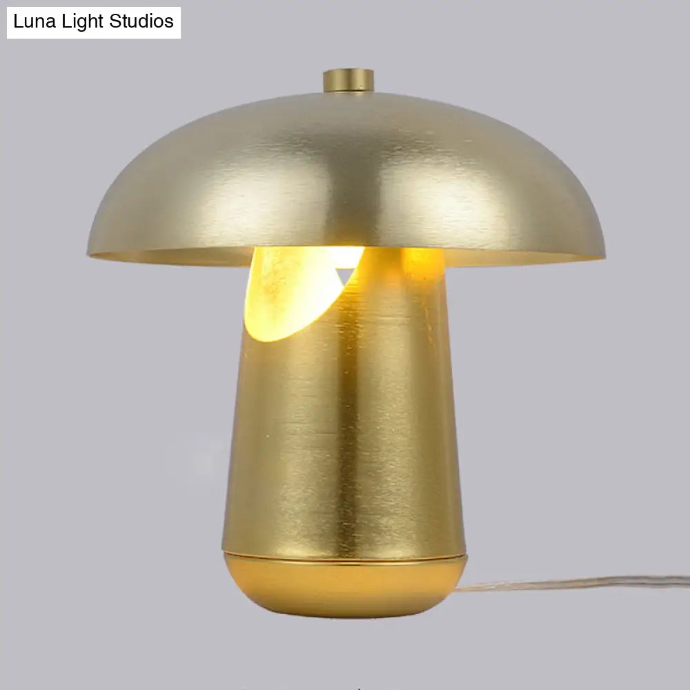 Contemporary 1-Head Metallic Nightstand Lamp In Bronze/Rose Gold - Table Lighting For Dining