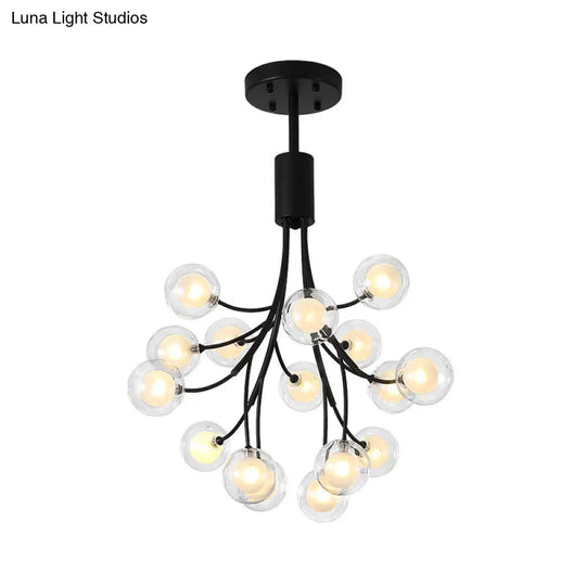 Contemporary 16-Light Black Finish Grape Chandelier - Metal Pendant Lamp