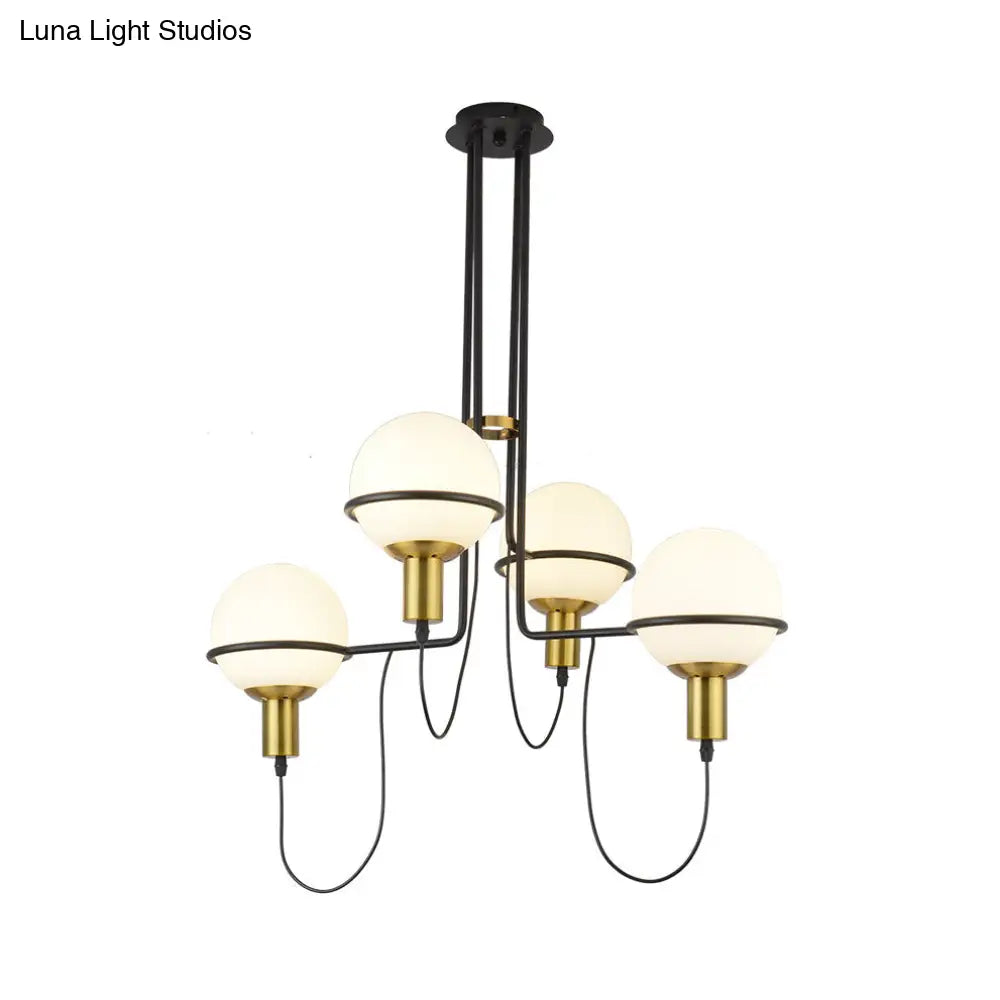 Contemporary 2/4 Light Gold Hanging Pendant Chandelier with Clear Glass Shade