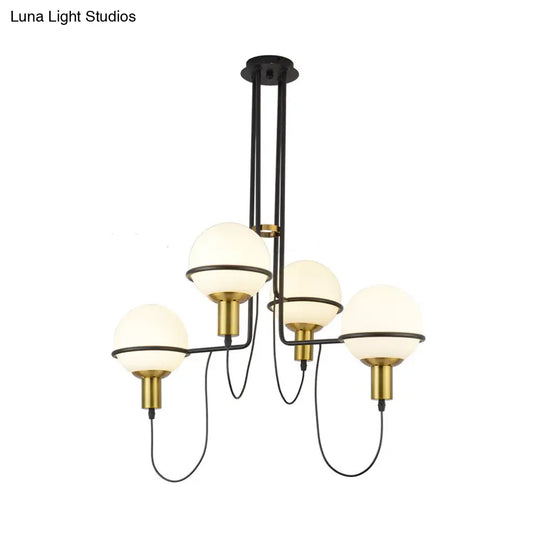Contemporary 2/4 Light Gold Hanging Pendant Chandelier with Clear Glass Shade