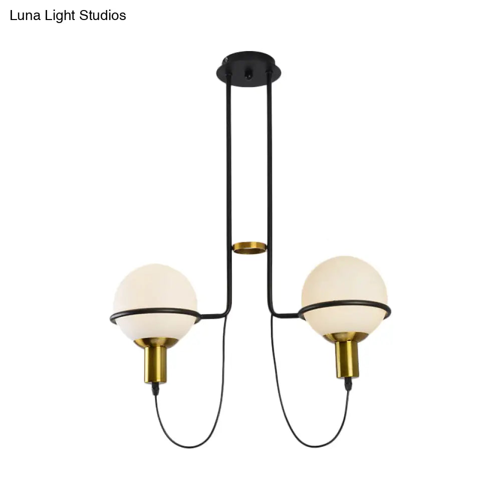 Contemporary 2/4 Light Gold Hanging Pendant Chandelier with Clear Glass Shade