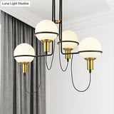 Contemporary 2/4 Light Gold Hanging Pendant Chandelier with Clear Glass Shade