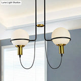Contemporary 2/4 Light Gold Hanging Pendant Chandelier with Clear Glass Shade