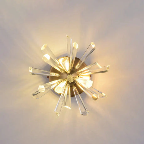 Contemporary 2-Head Gold Crystal Rod Sputnik Wall Sconce - Warm/White Light Clear / Warm