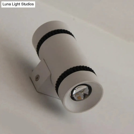 Contemporary 2-Head White Cylinder Wall Light Sconce - Outdoor Aluminum Lamp
