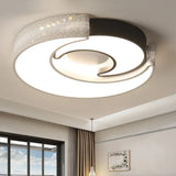 Contemporary 2 - Moon Led Flush Ceiling Light For Kid’s Bedroom - Metal Acrylic Black & White / 16’