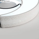 Contemporary 2 - Moon Led Flush Ceiling Light For Kid’s Bedroom - Metal Acrylic Black & White