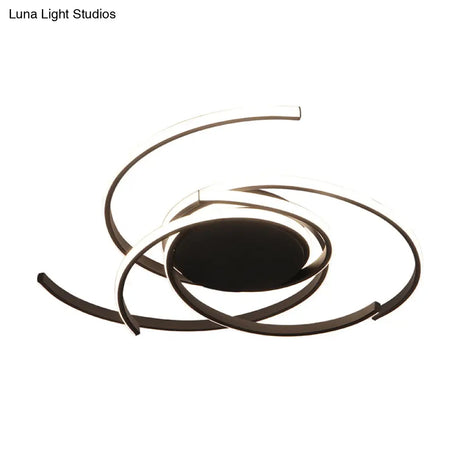 Contemporary 22’/29.5’ Wide Twisted Flush Mount Light - Led Acrylic Ceiling Lamp White/Black