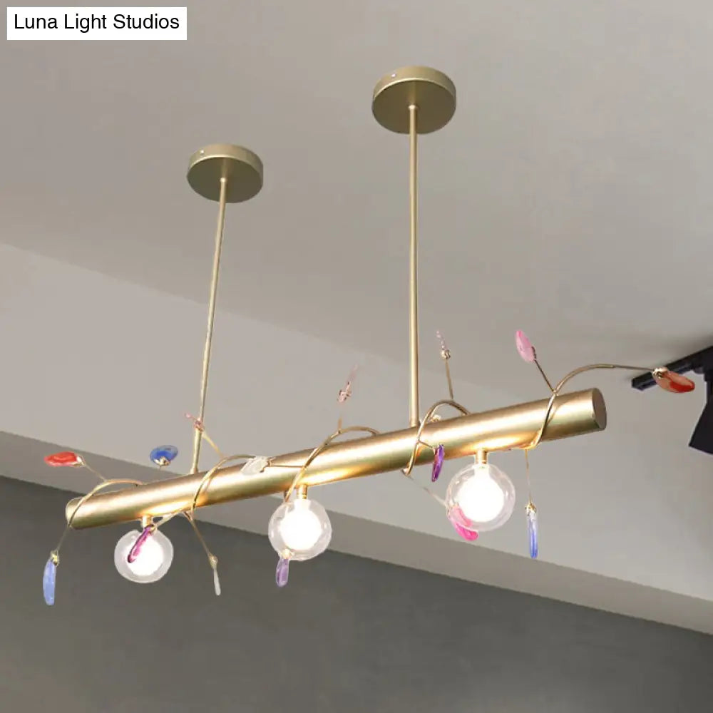 Contemporary 3-Light Ceiling Pendant With Vibrant Colored Glass Shade