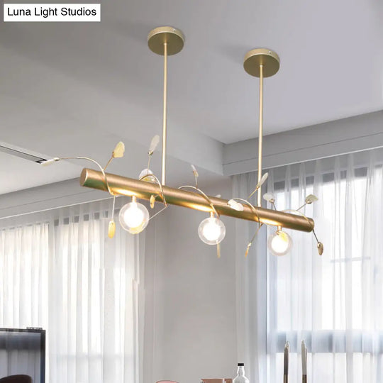 Contemporary 3-Light Ceiling Pendant With Vibrant Colored Glass Shade Gold / B