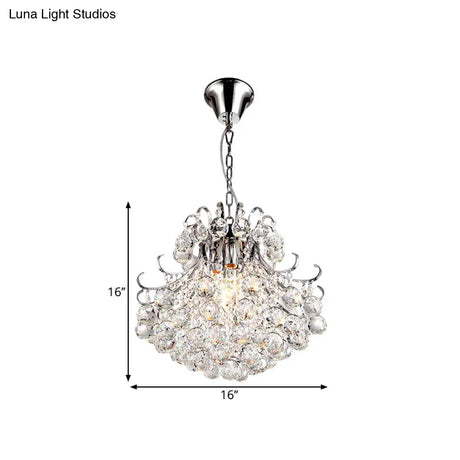 Contemporary 4 Head Clear Crystal Chandelier - Chrome Ceiling Pendant Light For Bedroom