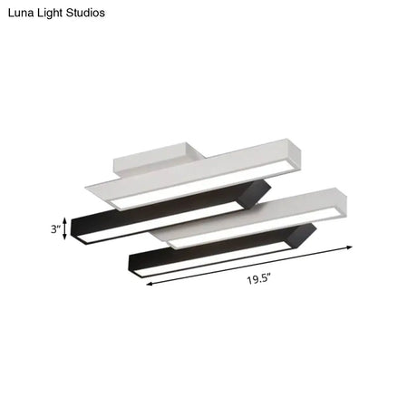 Contemporary 4 - Light Black Linear Semi Flush Light - Acrylic & Metal Ceiling Fixture (Warm/White)