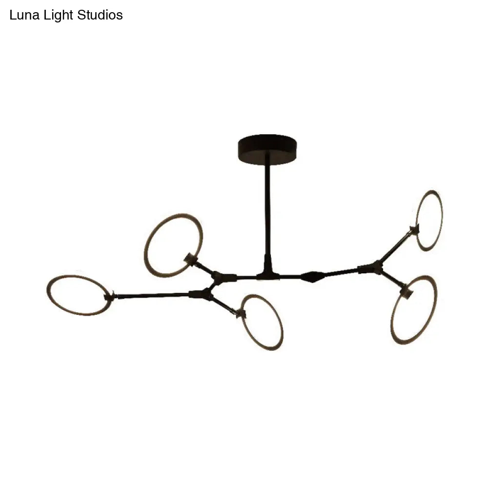 Black Metal Pendant Chandelier With 5 Contemporary Branch Heads