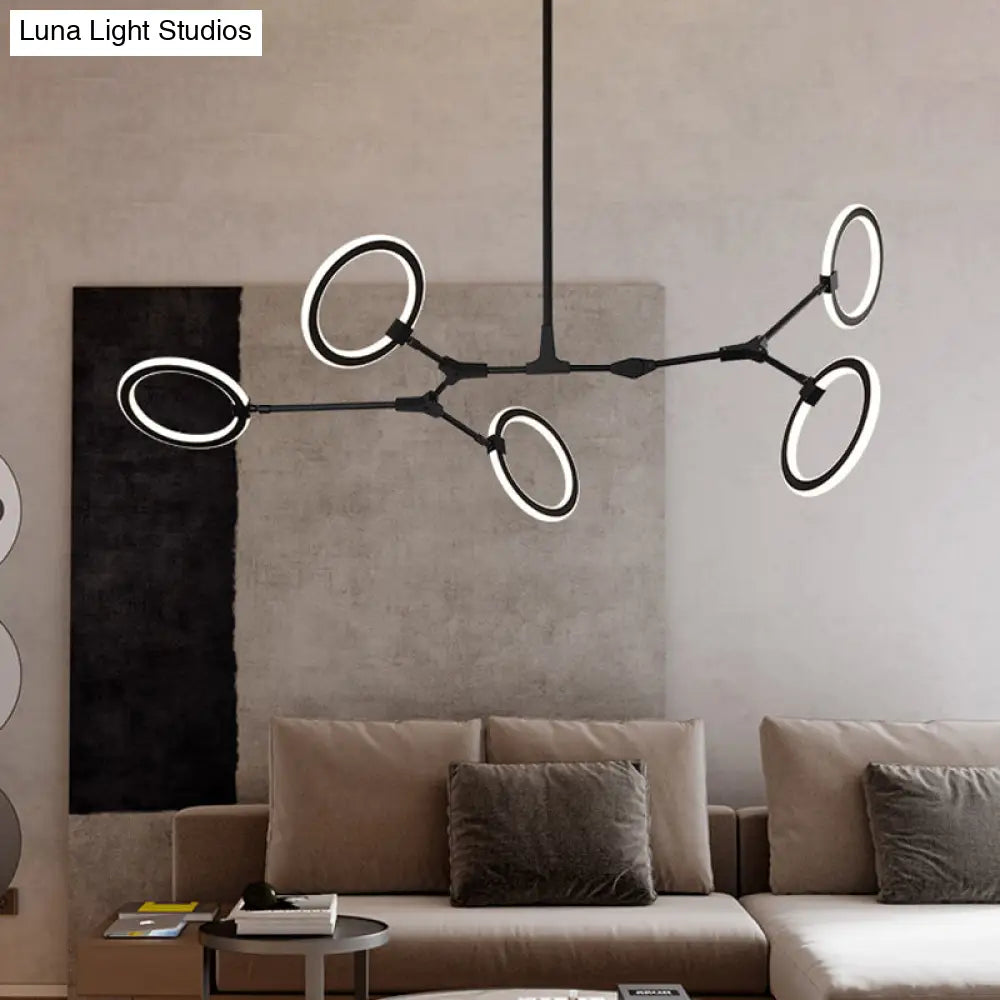 Contemporary 5-Light Metal Pendant Chandelier In Black