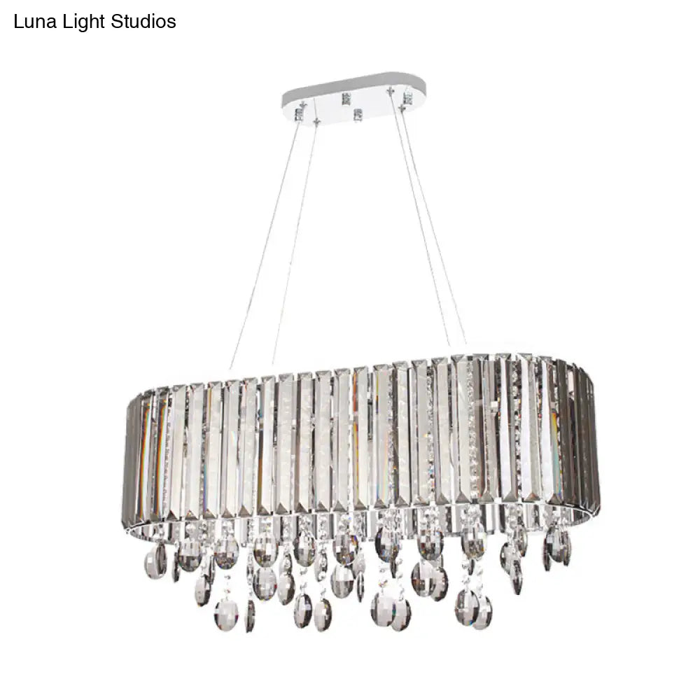 Contemporary 1-Tier Crystal Chandelier Lamp | 6 Heads Clear Hanging Light Kit For Living Room