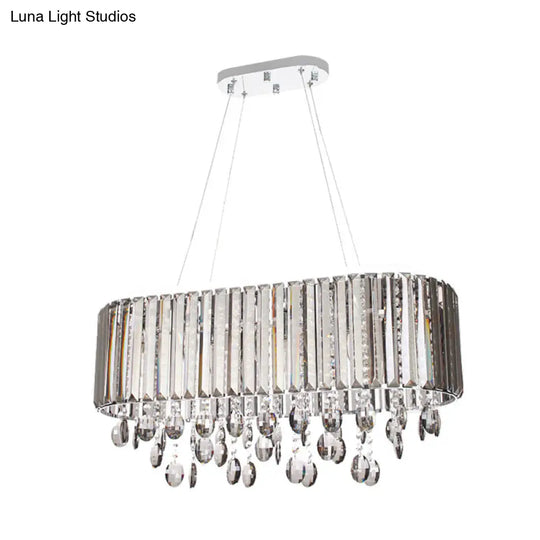 Contemporary 1-Tier Crystal Chandelier Lamp | 6 Heads Clear Hanging Light Kit For Living Room