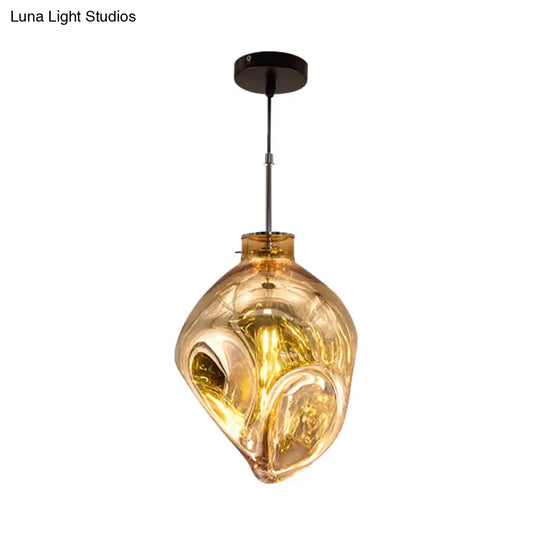Contemporary Abstract Shade Hanging Light Pendant Lamp With Hammered Glass - Ideal For Hotels
