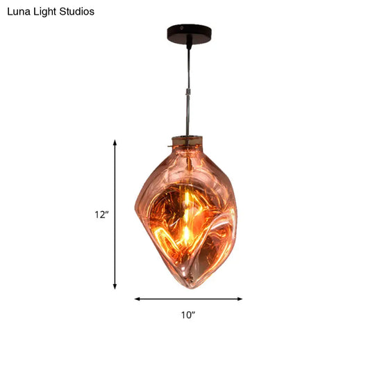 Contemporary Abstract Shade Hanging Light Pendant Lamp With Hammered Glass - Ideal For Hotels