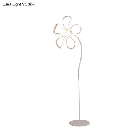 Contemporary Acrylic Bloom Floor Lamp - Black/White Led Reading Light For Study Room