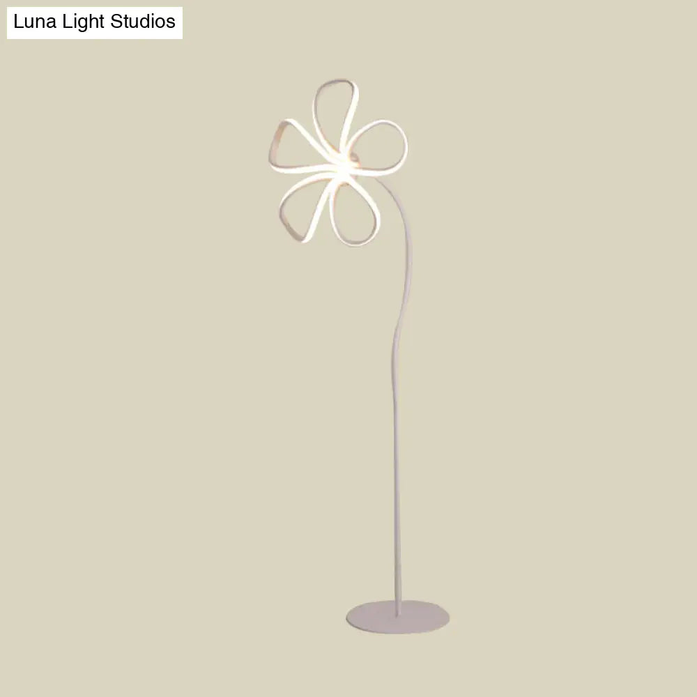 Contemporary Acrylic Bloom Floor Lamp - Black/White Led Reading Light For Study Room