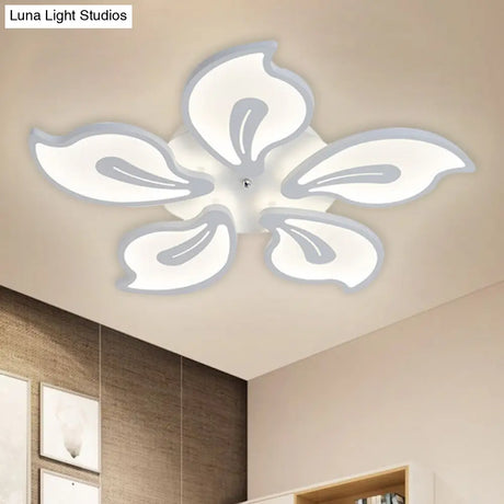 Contemporary Acrylic Blossom Ceiling Flush Light With White Semi Mount - 5/9 Heads
