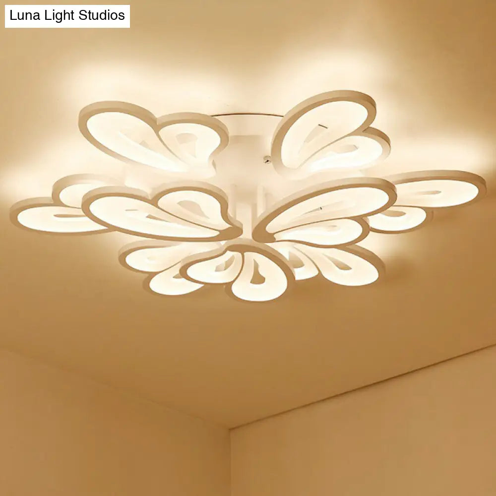 Contemporary Acrylic Butterfly Flush Mount Led Ceiling Light In White 9 / Warm