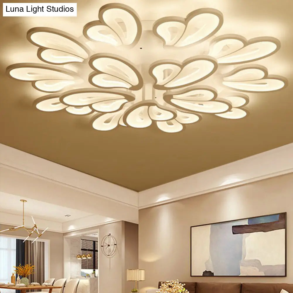 Contemporary Acrylic Butterfly Flush Mount Led Ceiling Light In White