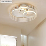 Contemporary Acrylic Flush Mount Ceiling Light With Overlapping Rings - 16’/19.5’ Wide Led