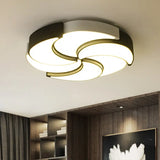 Contemporary Acrylic Flush Mount Led Ceiling Light With Windmill Design - Circular Black & White