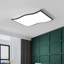 Contemporary Acrylic Flush Mount Light Fixture - Waved Square/Rectangle Led 19.5’/32’ Wide