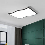 Contemporary Acrylic Flush Mount Light Fixture - Waved Square/Rectangle Led 19.5’/32’ Wide