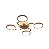 Contemporary Acrylic Led Ceiling Lamp - Flush Mount 4/5-Head Dark Coffee Warm/White Light 19.5/39 W