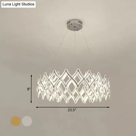 Contemporary Acrylic Led Chandelier - 31.5’/23.5’ W Grid Chrome/Gold Warm/White Light