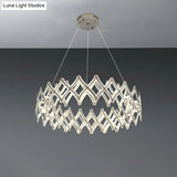 Contemporary Acrylic Led Chandelier - 31.5’/23.5’ W Grid Chrome/Gold Warm/White Light