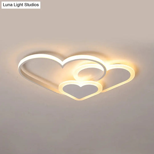Contemporary Acrylic Led Flush Ceiling Light Fixture - Loving Heart Design For Bedrooms White / 20.5