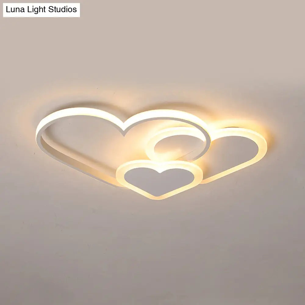Contemporary Acrylic Led Flush Ceiling Light Fixture - Loving Heart Design For Bedrooms White / 20.5