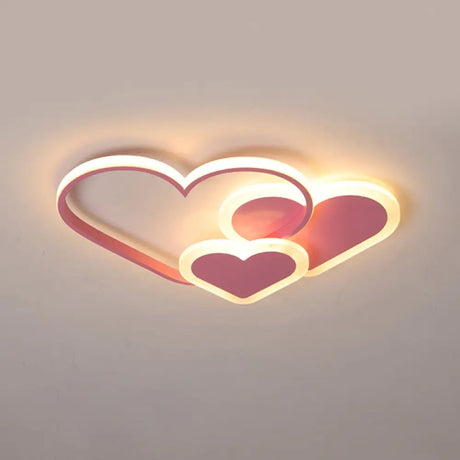 Contemporary Acrylic Led Flush Ceiling Light Fixture - Loving Heart Design For Bedrooms Pink /