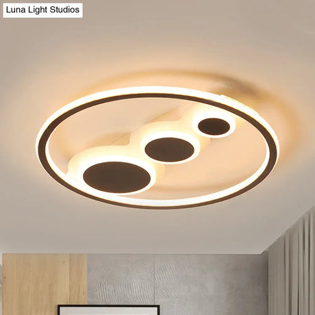 Contemporary Acrylic Led Flush Light - Coffee Round Ceiling Mounted 18.5’/23’ Wide Warm & White