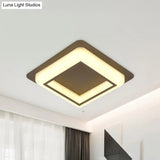 Contemporary Acrylic Led Flush Light For Bedroom - Square Ceiling Mount In White/Black/Grey