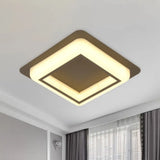Contemporary Acrylic Led Flush Light For Bedroom - Square Ceiling Mount In White/Black/Grey Grey