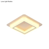 Contemporary Acrylic Led Flush Light For Bedroom - Square Ceiling Mount In White/Black/Grey